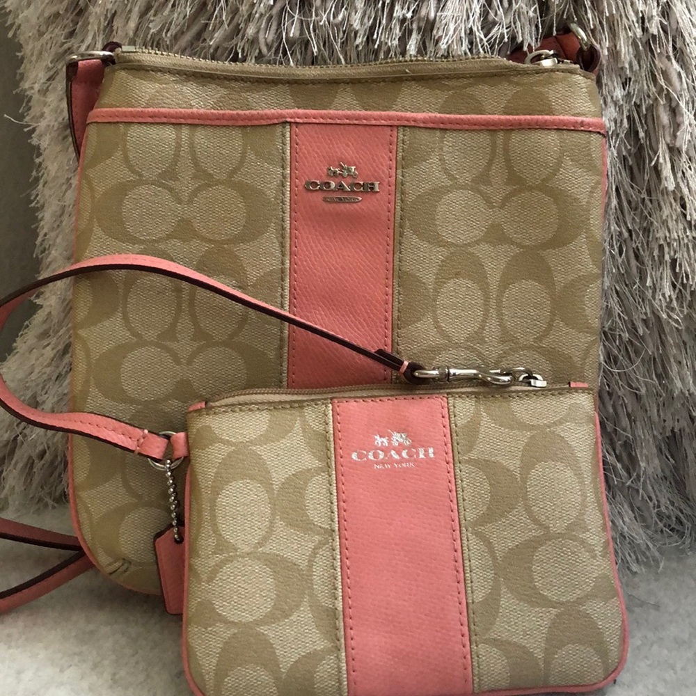 Coach cross body bag and wristlet